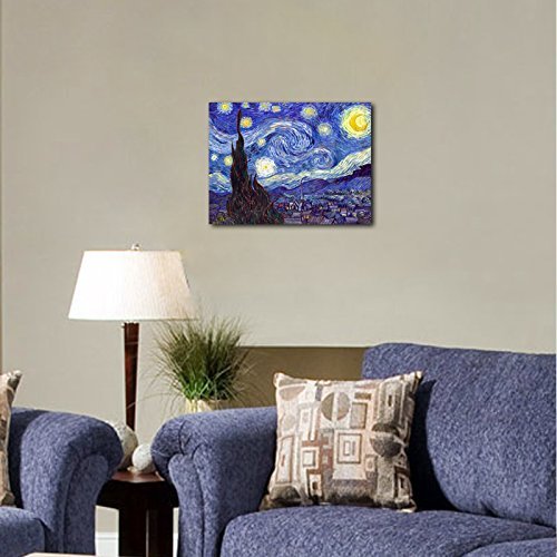 Wieco Art Starry Night Canvas Print Of Van Gogh Oil Paintings Reproduction Modern Canvas Print Artwork Abstract Landscape Pictur