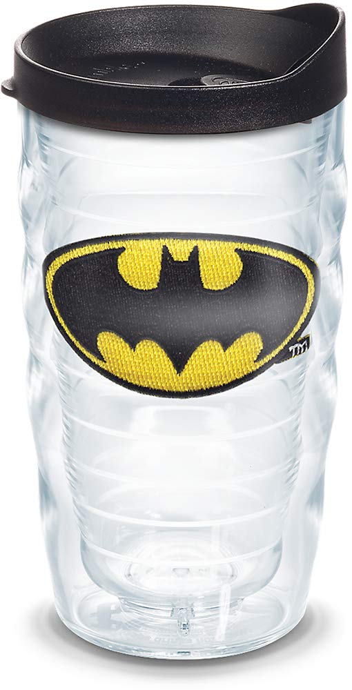 Tervis DC Comics Batman Emblem Made in USA Double Walled Insulated Tumbler Travel Cup Keeps Drinks Cold & Hot, 10oz Wavy, Clear 