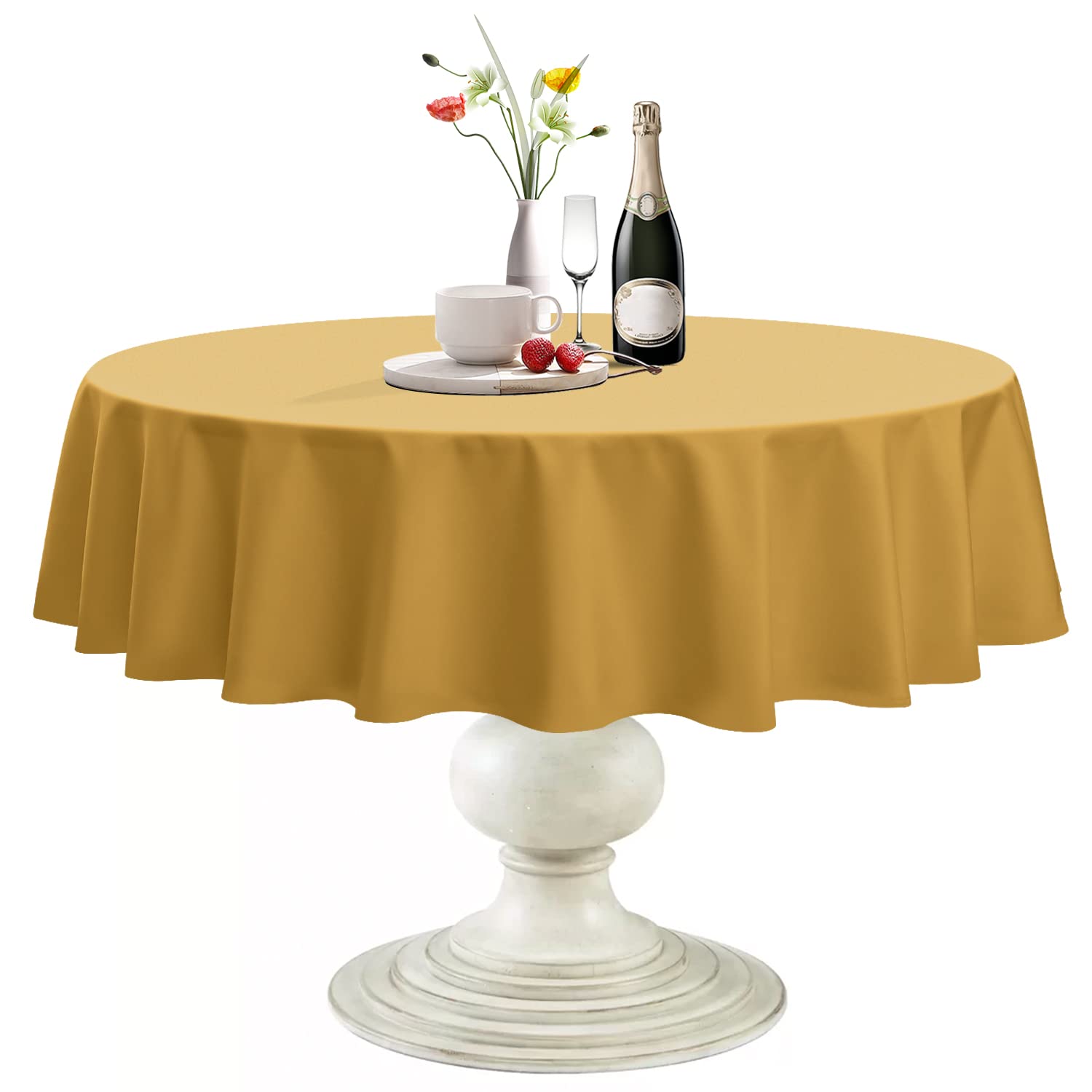 Softalker Fall Round Tablecloth Waterproof & Stain Resistant Table Cloth Wrinkle Free Fabric Washable 210Gsm Polyester Table Cov