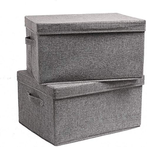 Skyfun (Label) Rectangular Foldable Large Linen Laundry, Clothes, Books, Toys Storage Living Hamper Box With Lid And Handle, Lar