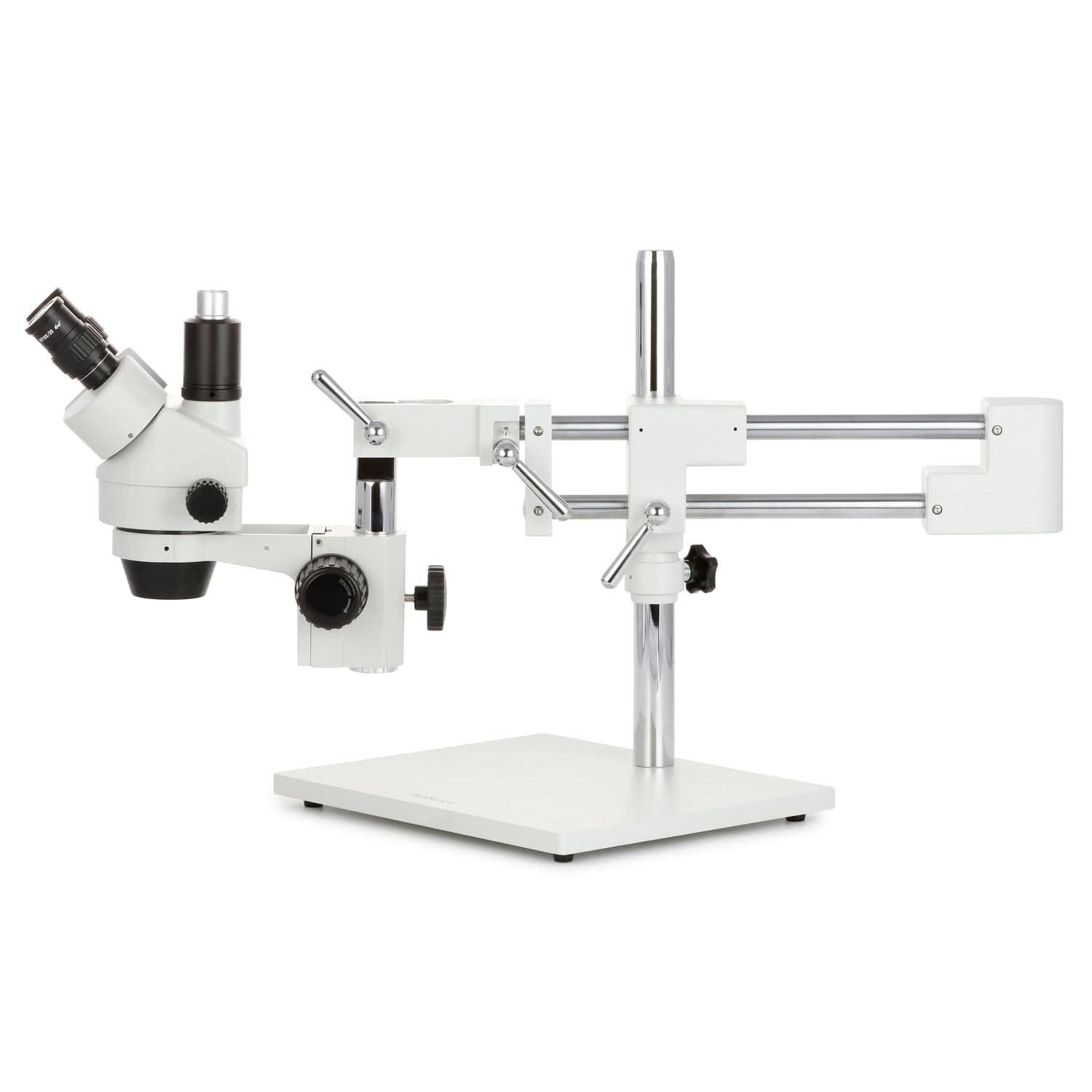 Amscope - 7X-45X Simul-Focal Stereo Zoom Microscope On Dual Arm Boom Stand  144-Led Ring Light - Sm-4Tp-144