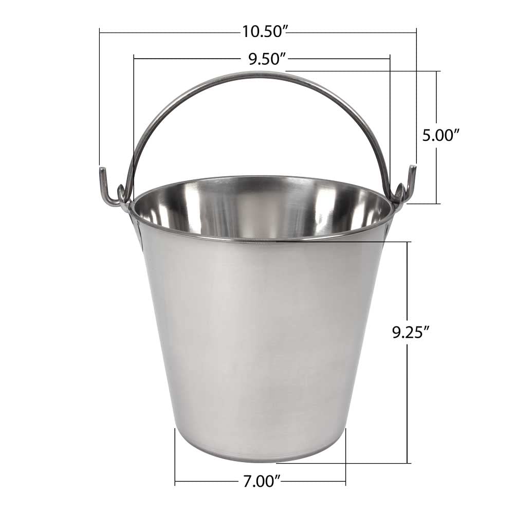 Lindy'S 8-Quart Stainless Steel Bucket, Durable Seamless Bucket For Home, Carry Water Or Milk, Fill With Food, Cleaning Bucket