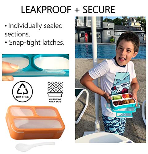 Kinsho Mini Lunch-Box Snack Containers For Kids | Small Bento-Box Portion Container | Leak-Proof Boxes For School Work Travel |