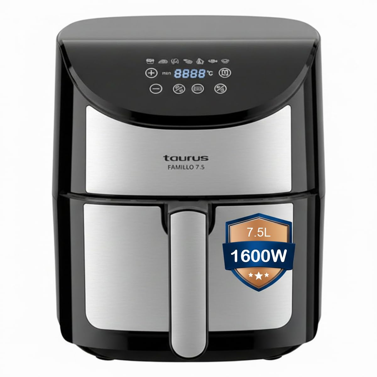 Taurus By Inalsa Air Fryer For Home 7.5 L Capacity 1600 W With Digital Control &7 Preset|Quick Heat Circulation Variable Temp. C