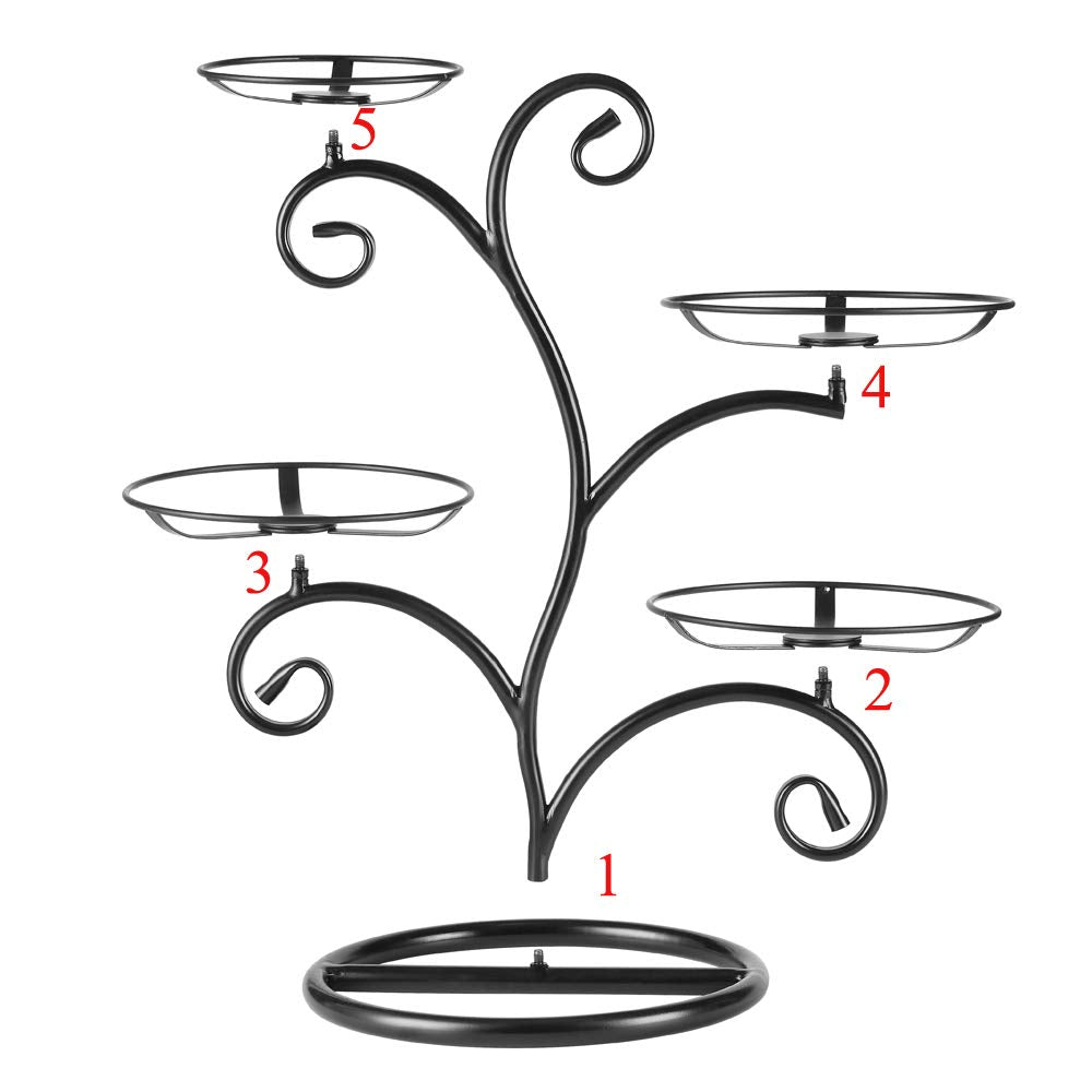 Guangyang Four Tier Tree Stand Display Serving Platter, Multi-Tier Cake Tray Stand, Food Server Display Plate Rack, Black Frame