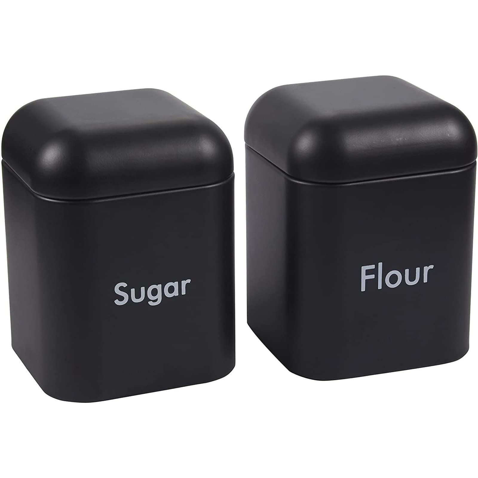 Juvale Flour & Sugar Storage Containers  Set of 2 40 oz (4.5 x 6 in) Black Iron  Airtight Silicone Gasket Seal  Flour Caniste
