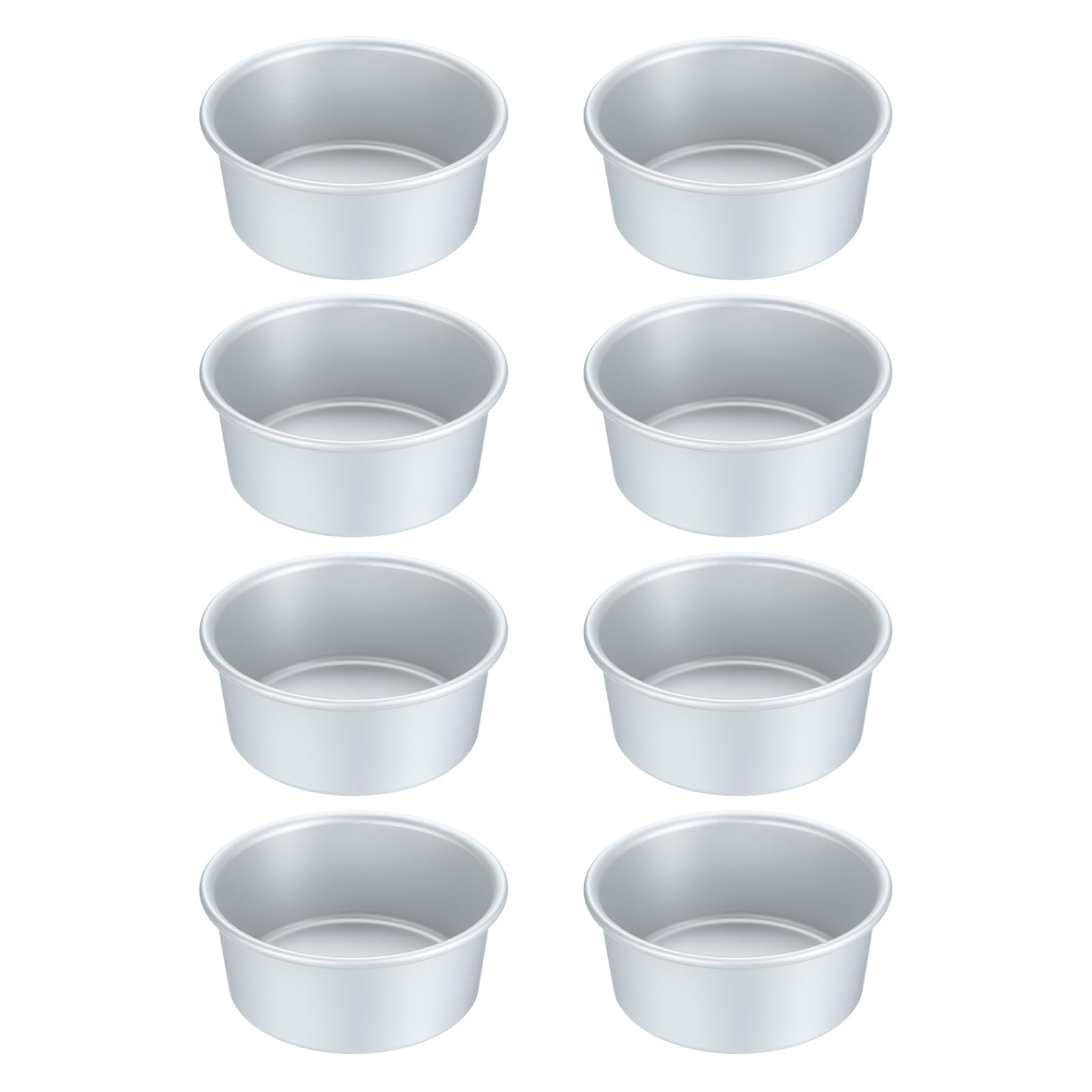 uxcell 8 Pcs NonStick Round Cake Pan 4.5 Aluminium Alloy Silver Tone
