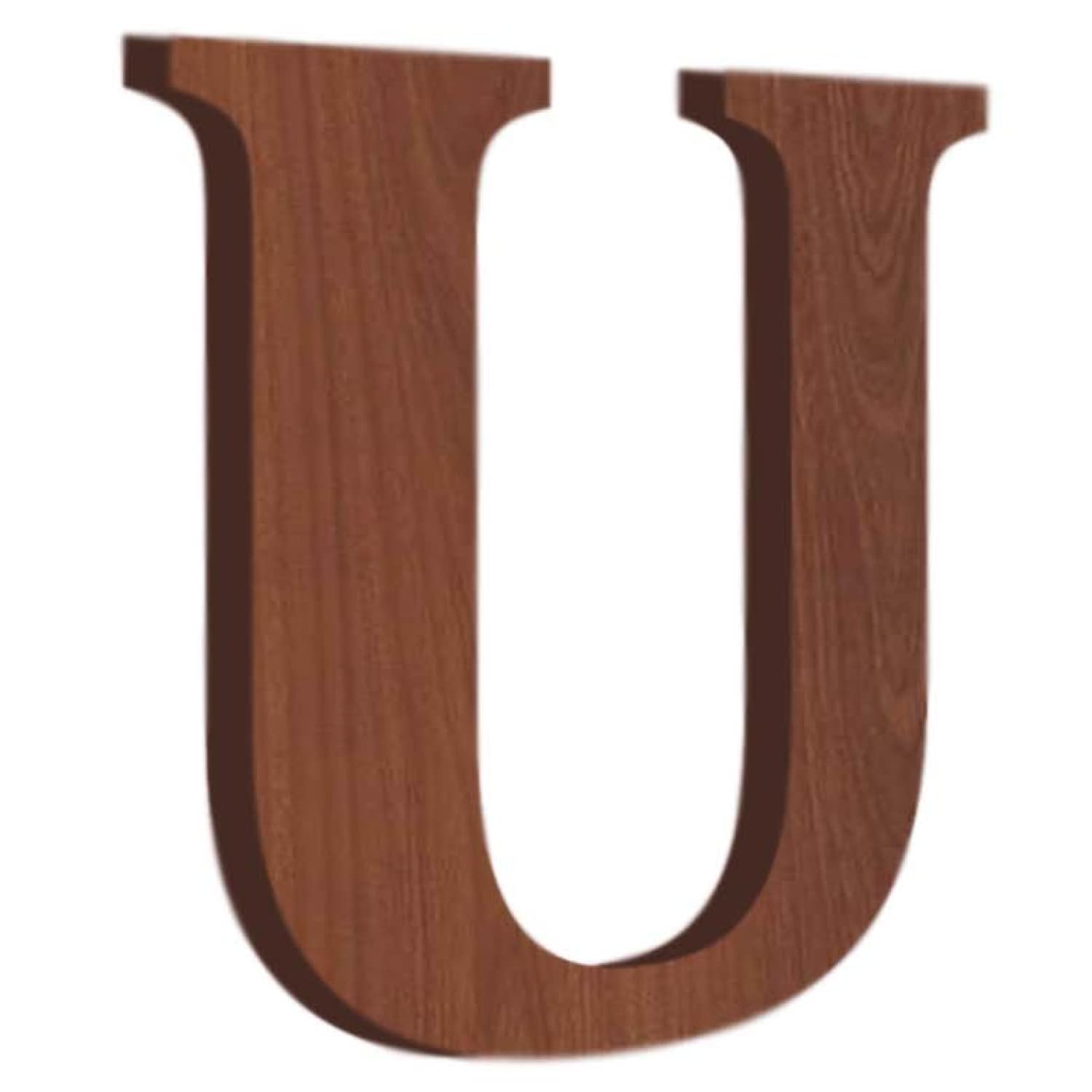 Chalk My Theme Wooden Alphabets and Numbers for Wall Decoration | 5 Inch Large Wooden Letter U in Wood Brown Color with 6MM Thic