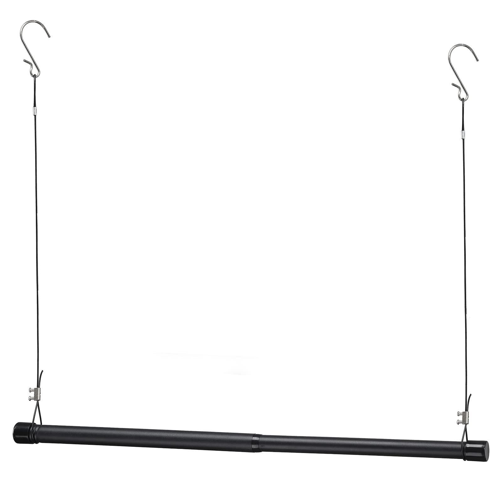 Hanging Closet Rod,15-40 Inch Adjustable Closet Hanging Organizer,35 Inch Height Space-Saving Clothes Hanging Bar,Black Closet R