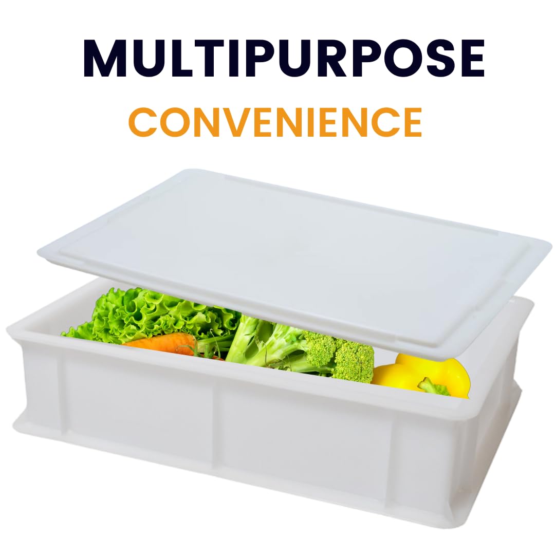 Home Refrigerator Size, Dough Proofing Box Tray (2 Pack + 1 Lid), White Stackable, Commericial Grade, Pizza Proofing Dough Pan W