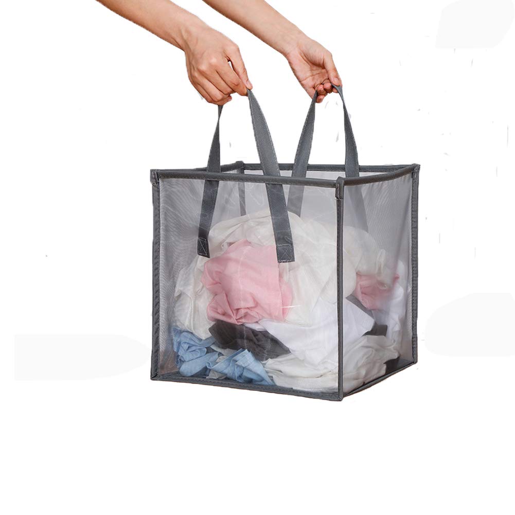 Mesh Popup Laundry Hamper With Handles,Portable Durable Collapsible Storage Easy Open. Folding Pop-Up Clothes Hampers Basket Fol