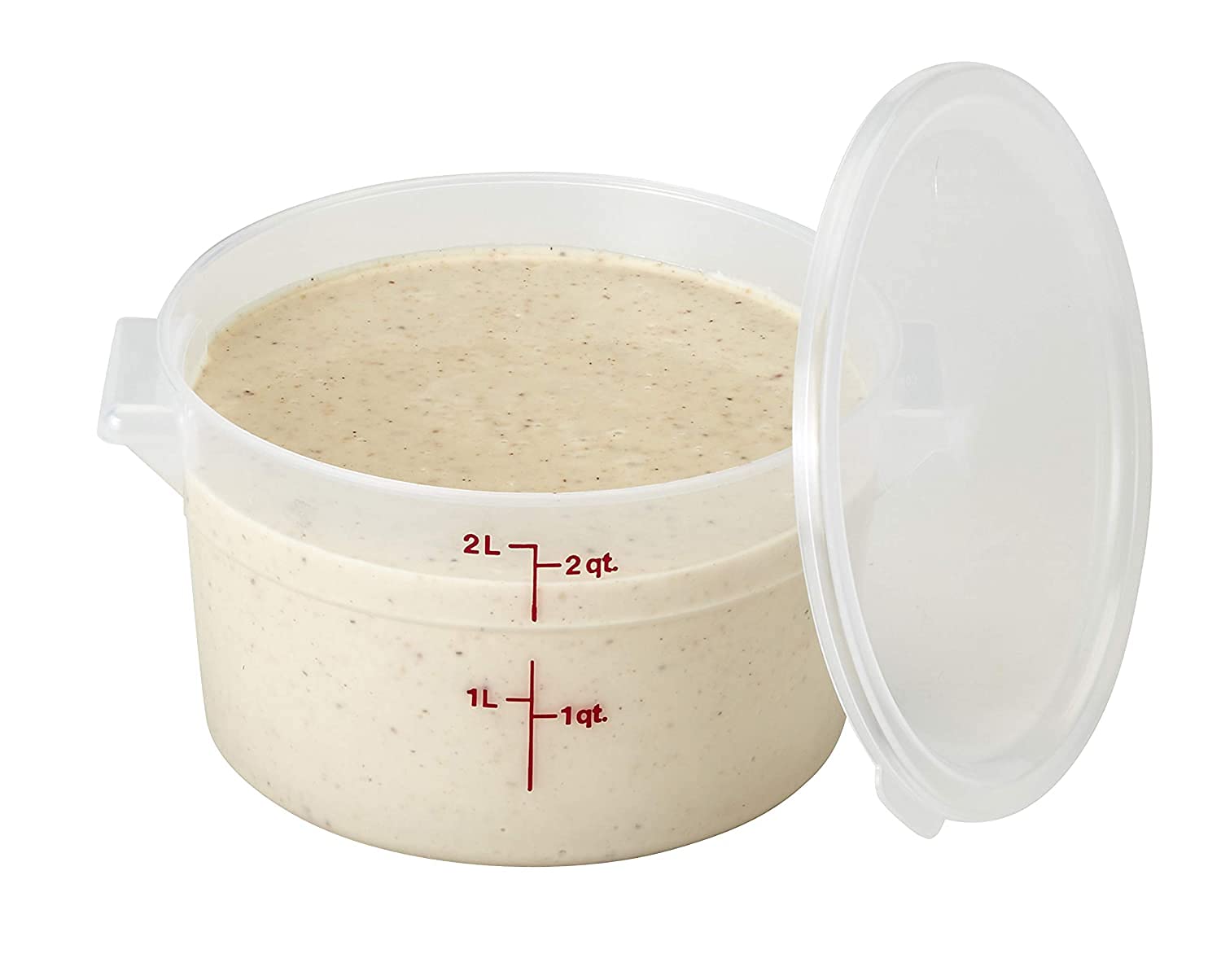 Lumintrail Cambro 2 Quart Round Food Storage Container, 2-Pack Translucent, With A Translucent Lid, Bundle With A Measuring Spoo