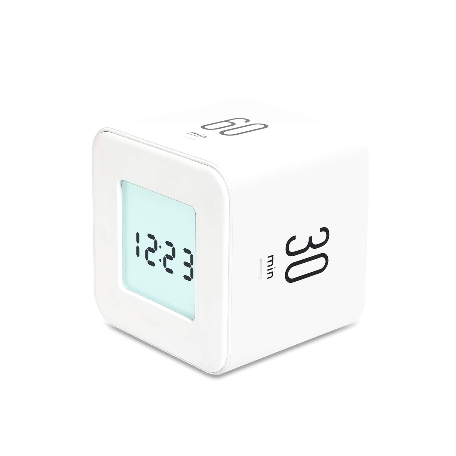 Mooas Multi Cube Timer/Rotating Flip Timer (White), Simple Operation, Clock & Time Timer For Kids Classroom Kitchen Desk Office,