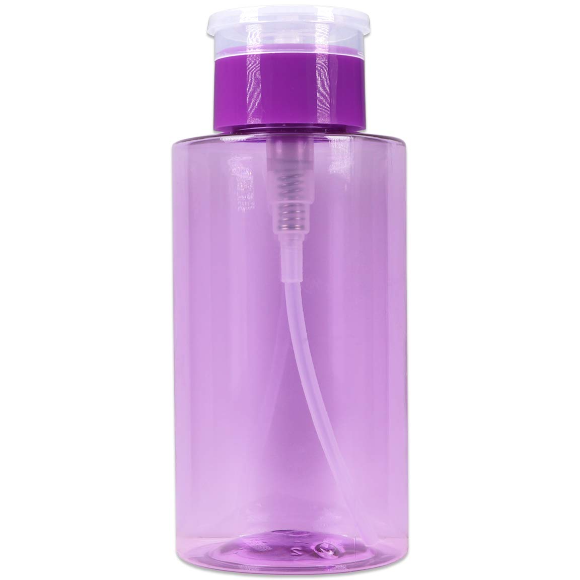 10Oz Purple Push Down Pump Dispenser Empty Refillerble Bottle With Flip Top Cap - For Nail Polish, Travel, Cosmetics Packaging