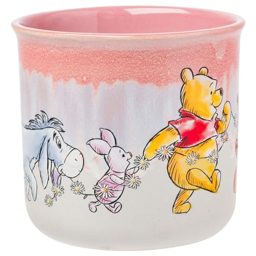 Silver Buffalo Winnie the Pooh Featuring Piglet, Tigger, and Eeyore Reactive Glaze Ceramic Camper Mug, 20 Ounces