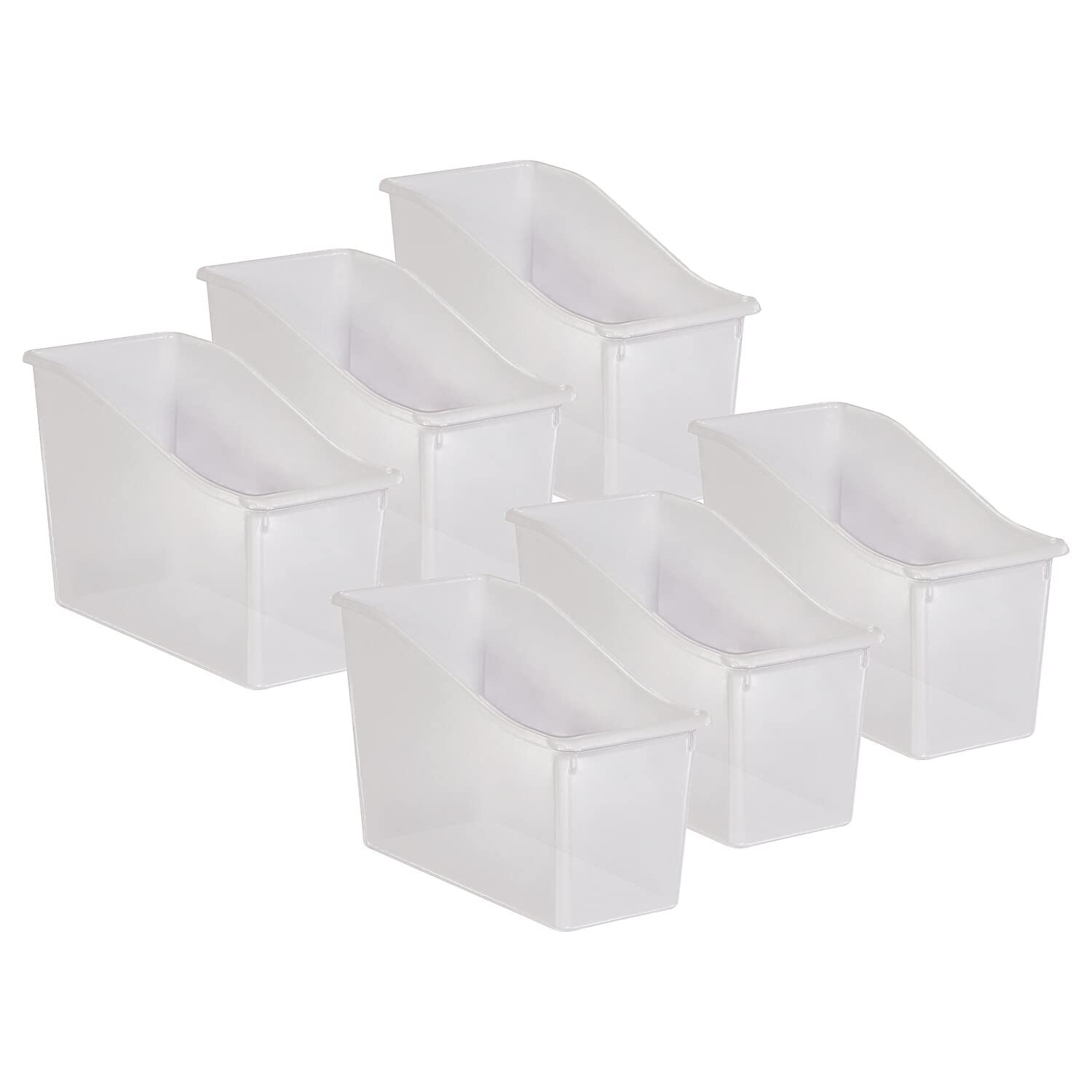 Plastic Book Bin, Clear, Pack Of 6