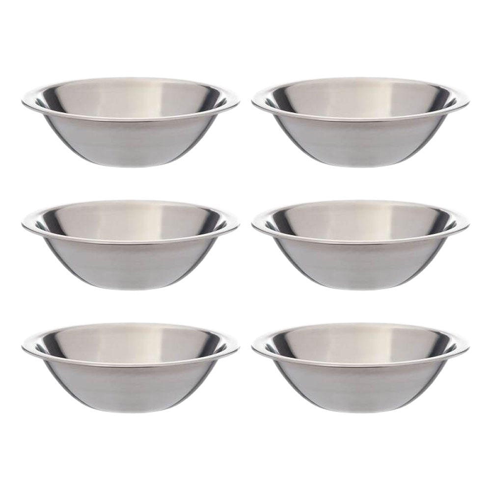 Set Of 6-6 1/2 Inch Wide Stainless Steel Flat Rim Flat Base Mixing Bowl