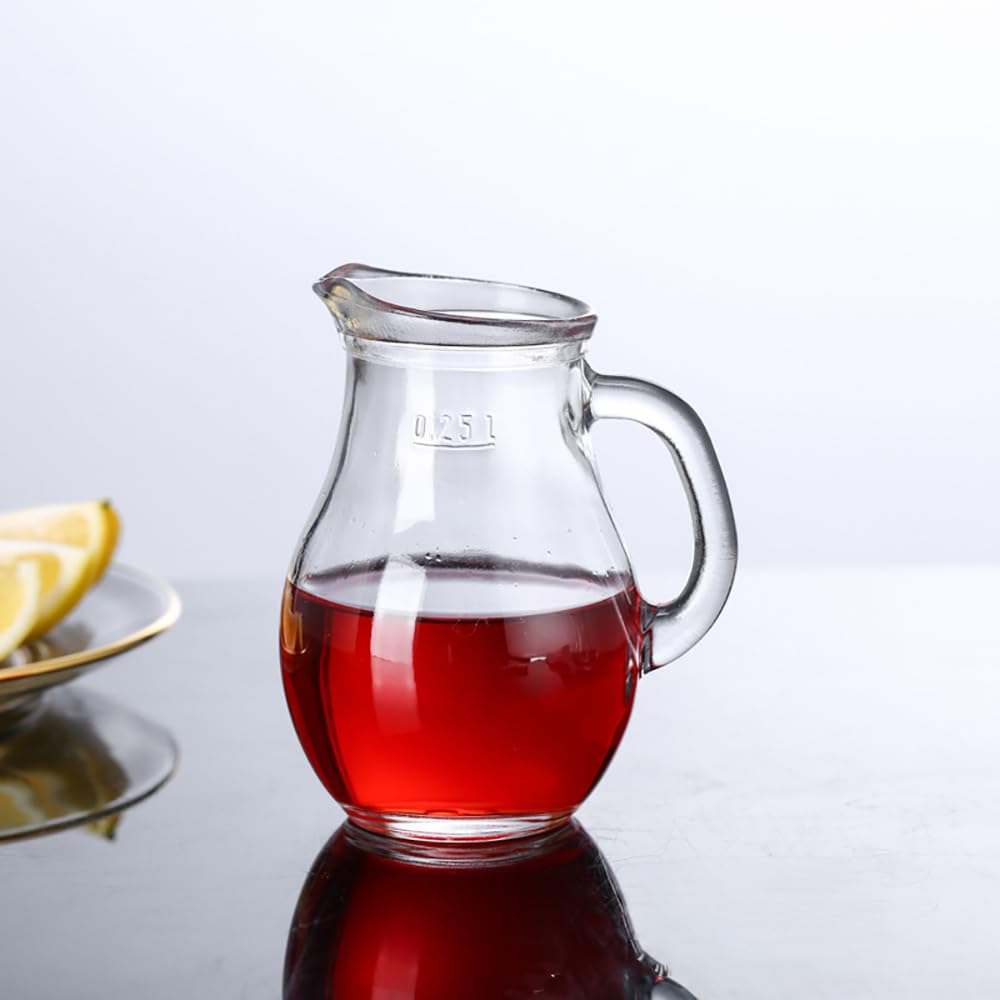 2 Pcs Classic Glass Creamer Pitcher With Handle 8.5 Oz Dgq Elegant Small Glass Pitcher Milk Pourer Glass Tea Pitcher Coffee Milk