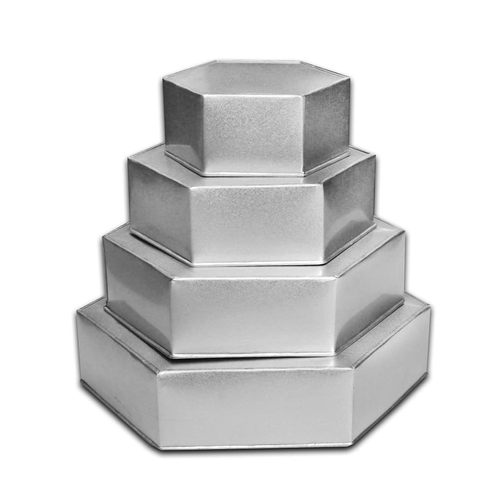 Novelty Cake Pans For Birthdays, Parties, Anniversaries & Other Special Occasions (Hexagonal), Silver, Small- Large