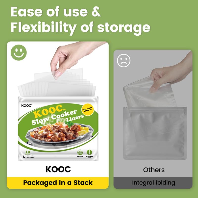 Kooc Slow Cooker Liners 13X21 Inch 20 Count Large Size Disposable Pot Liners Cooking Bags Fit 3Qt To 8.5Qt Pot Bpa Free Fresh Lo