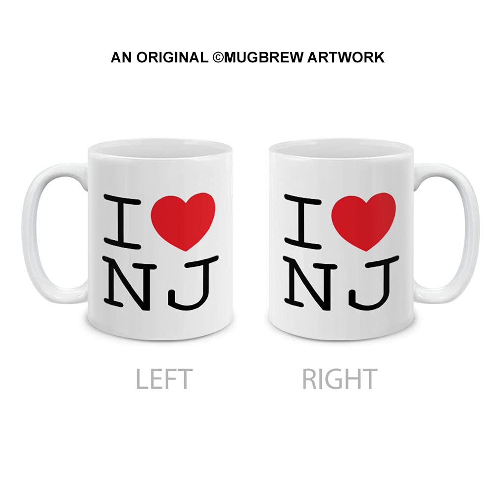 MUGBREW I Love NJ New Jersey Ceramic Coffee Mug Tea Cup, 11 OZ