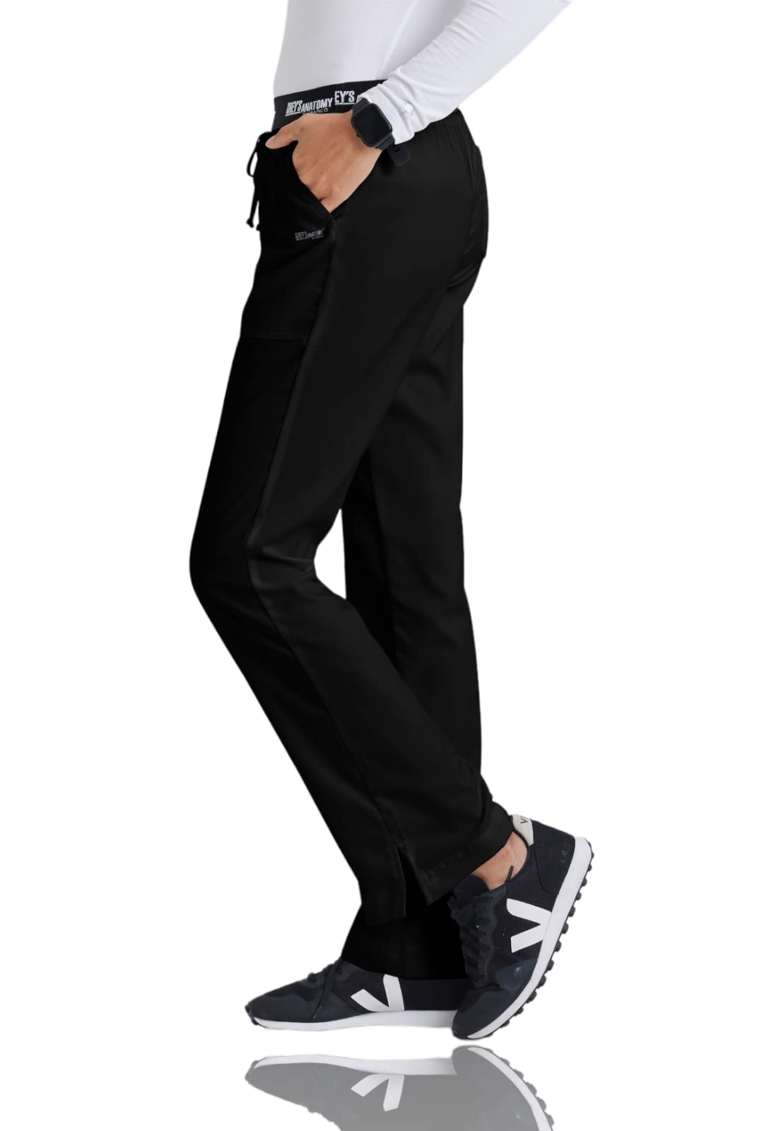 Greys Anatomy 4275 3 Pkt Logo Waist Pant With Drawstring (Black, Xx-Large)