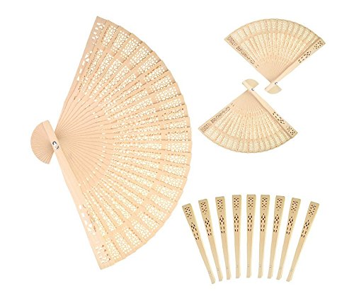 FORSUN Sandalwood Fan (Set of 50 pcs) Wedding Favors&Birthday Gifts&Christmas Gift