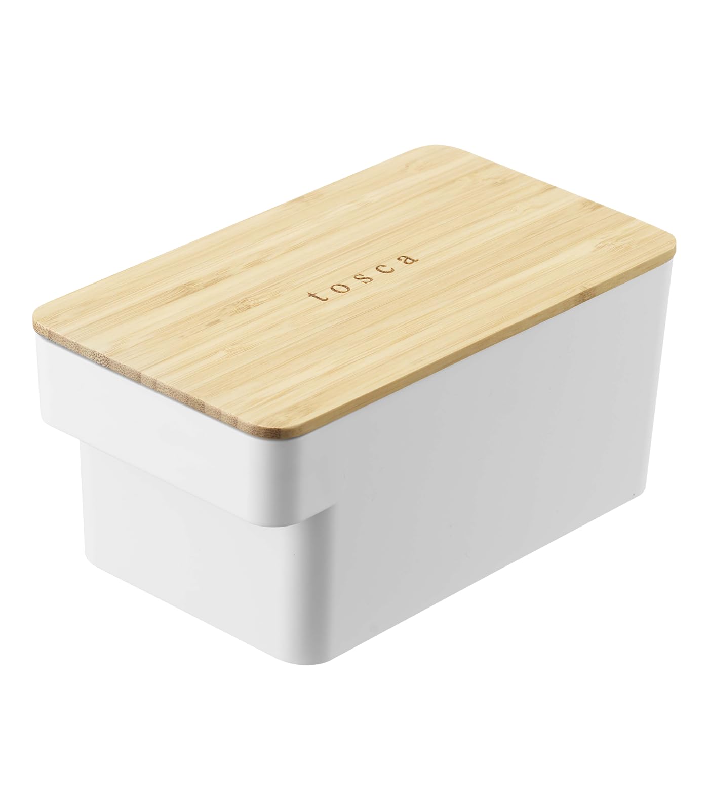 Yamazaki Home Butter Case Food Storage Container For Refrigerator Or Countertop With Handle And Sealed Lid | Plastic + Wood, One