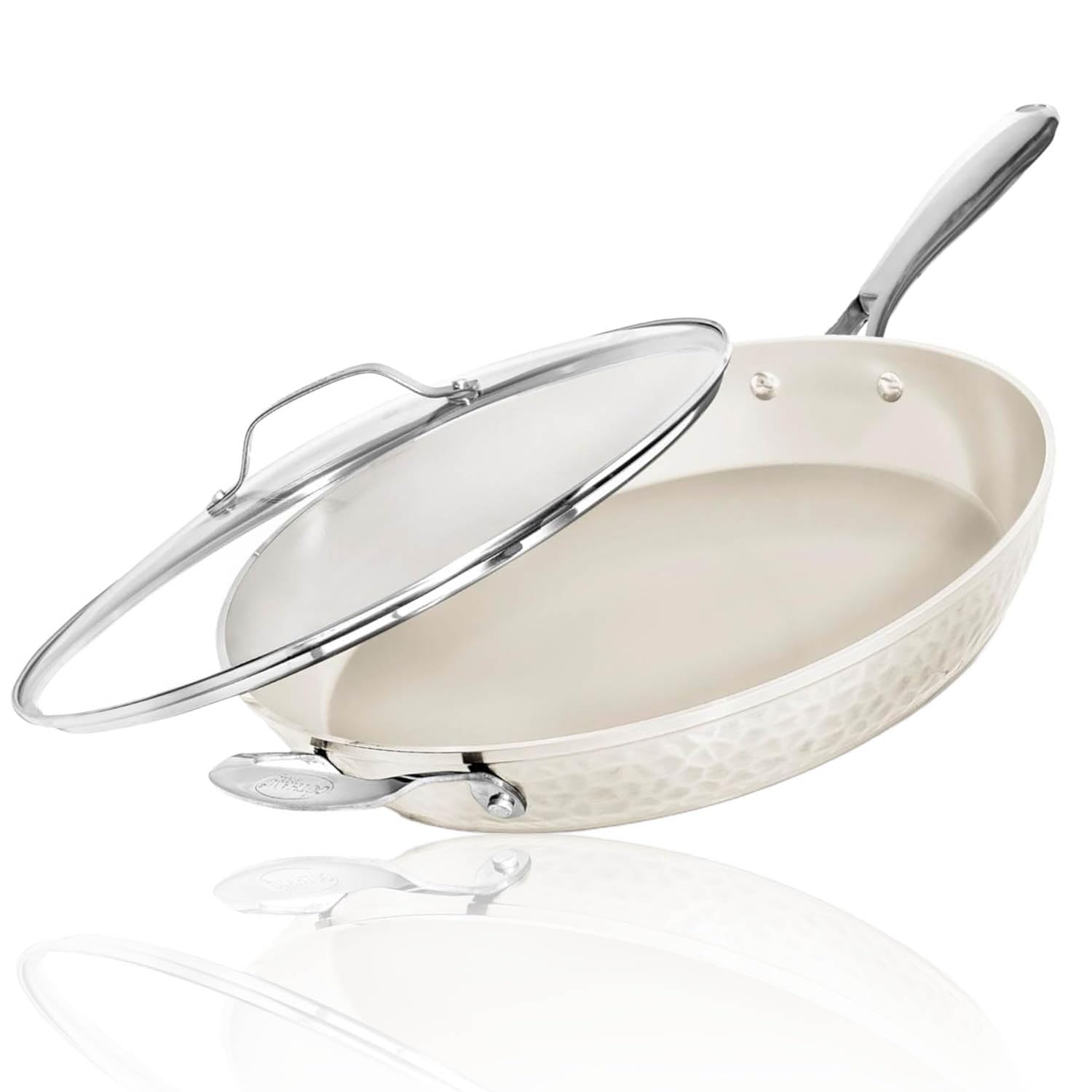 GOTHAM STEEL 14 Inch Non Stick Frying Pans with Lid, Large Frying Pans Nonstick with Lid, Non Toxic Ceramic Pan Skillet, Nonstic