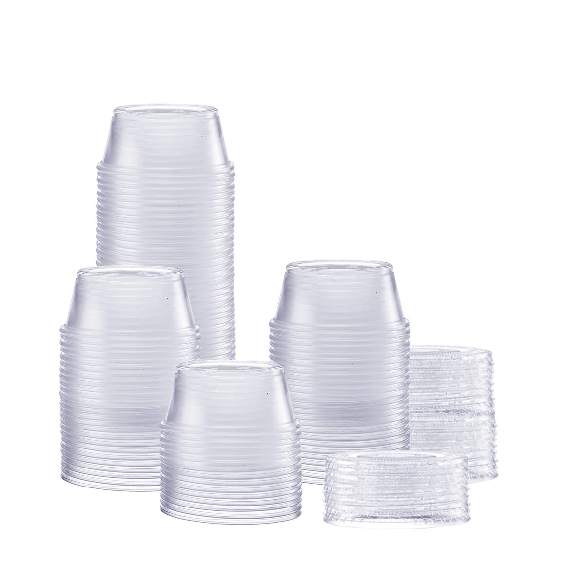 GUSTO 3.25 oz Jello Shot Cups with Lids [100 Count] Clear Plastic Portion Containers, Condiment Cups for Sauces, Dressings & Sam