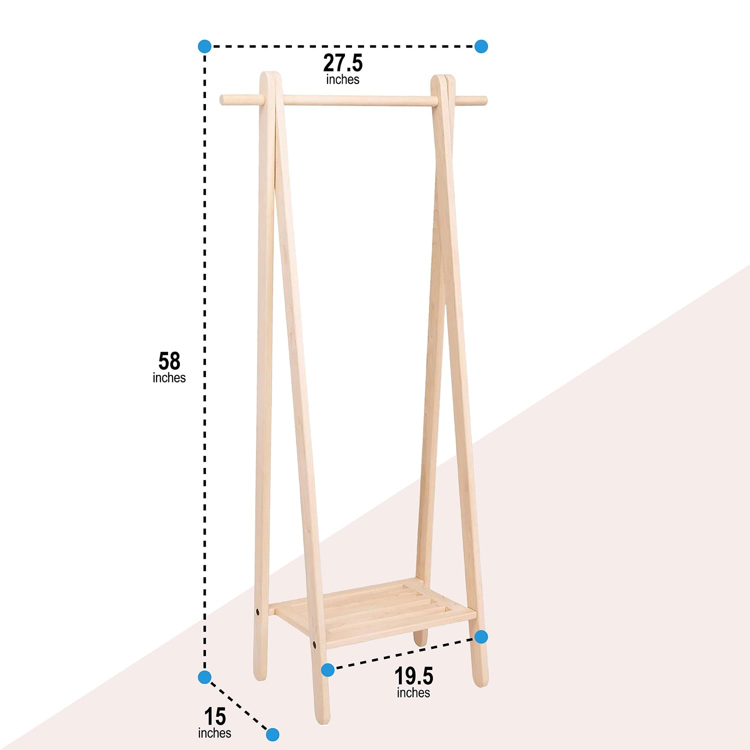 Pennsylvania Woodworks Handcrafted Maple Garment Rack - Sleek & Stylish Clothing Storage, Home Organization, Boutique Display, C
