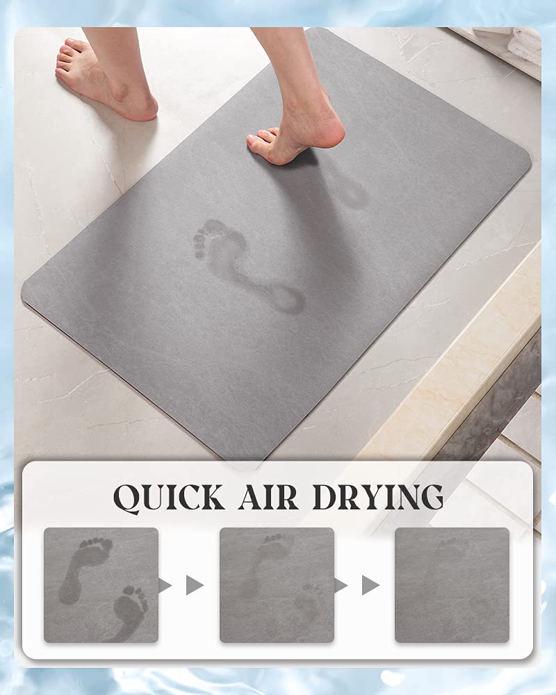 MontVoo -Bath Mat Rug-Rubber Non Slip Quick Dry Super Absorbent Thin Bathroom Rugs Fit Under Door-Washable Bathroom Floor Mats-Shower Rug for in Front of Bathtub Shower Room Sink