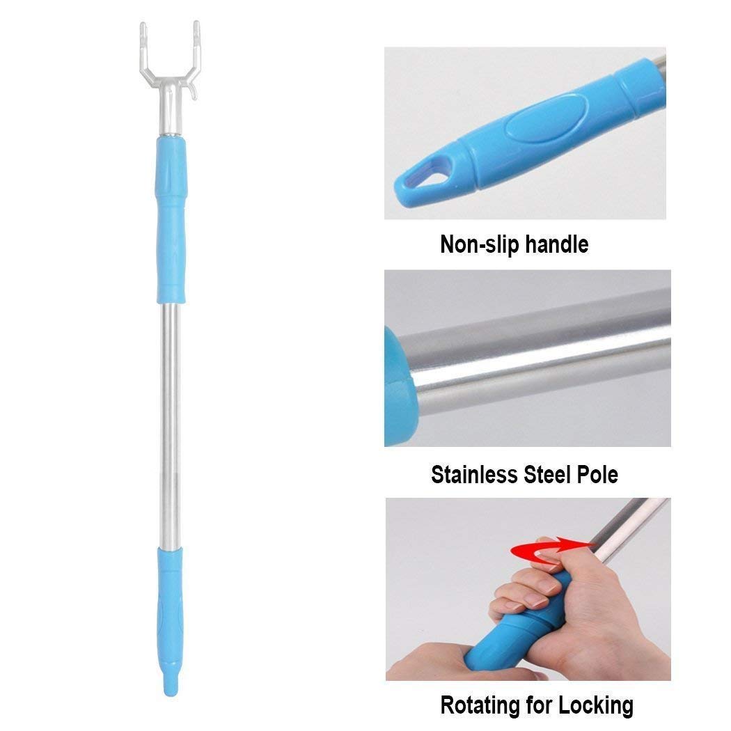 Extended Long Reach Stick Pole With Hook 45'' Reach Pole Hook Garment Pole For Closet Top,Curtain,High Area, Shelf