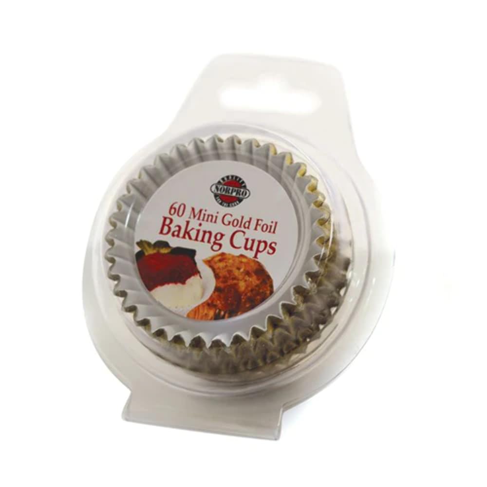 Norpro Gold Mini Baking Cups, 60-Count Paper Liners, Model 3596, Perfect for Cupcakes and Muffins