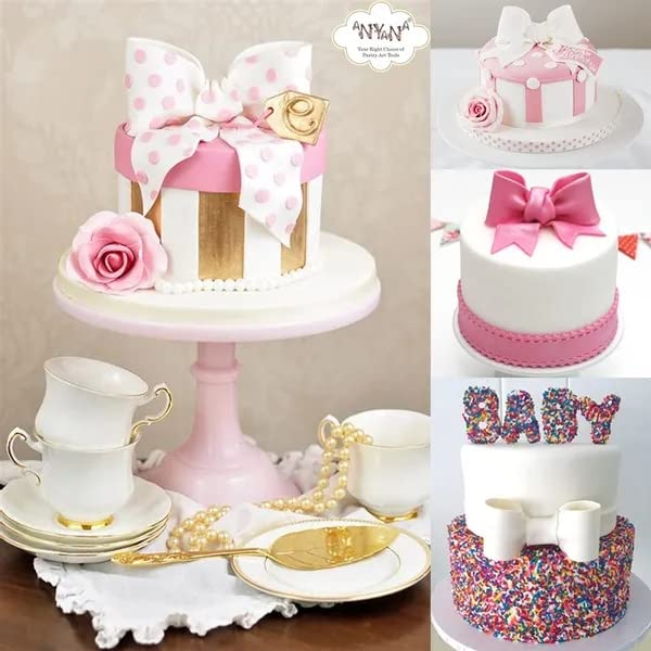 Anyana Ribbon Bowknot Bow Tie Cutter Set Cookie Impression Mold Plastic Cutter Fondant Sugar Paste Cutter Gum Paste Modelling To