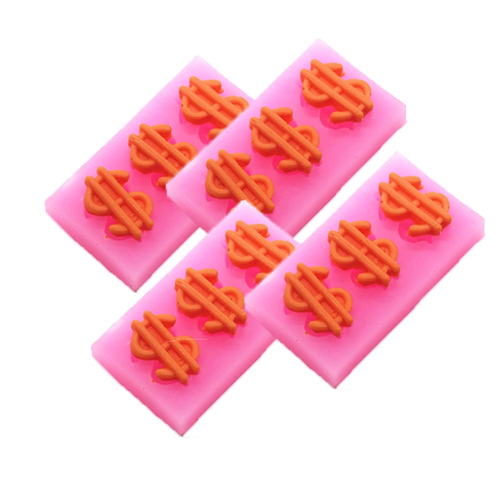 Cestony Mini Us Dollar Symbol Silicone Molds For Diy Cake Fondant Biscuit Cookies Sugar Chocolate Hard Candies Dessert Decor(4 P