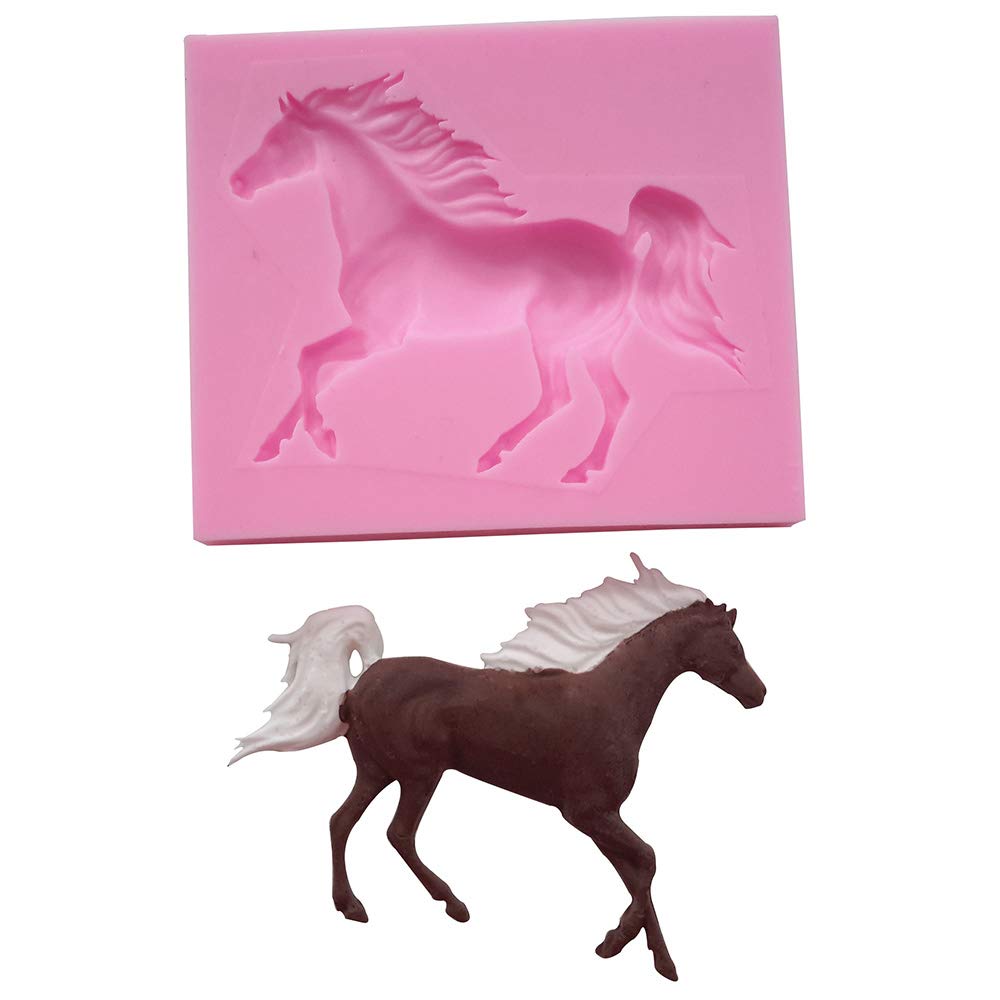 2Pcs Small Size Horse Fondant Mold Running Horse Silicone Chocolate Candy Gum Paste Sugar Craft Mold Cake Decorating Tool Polyme