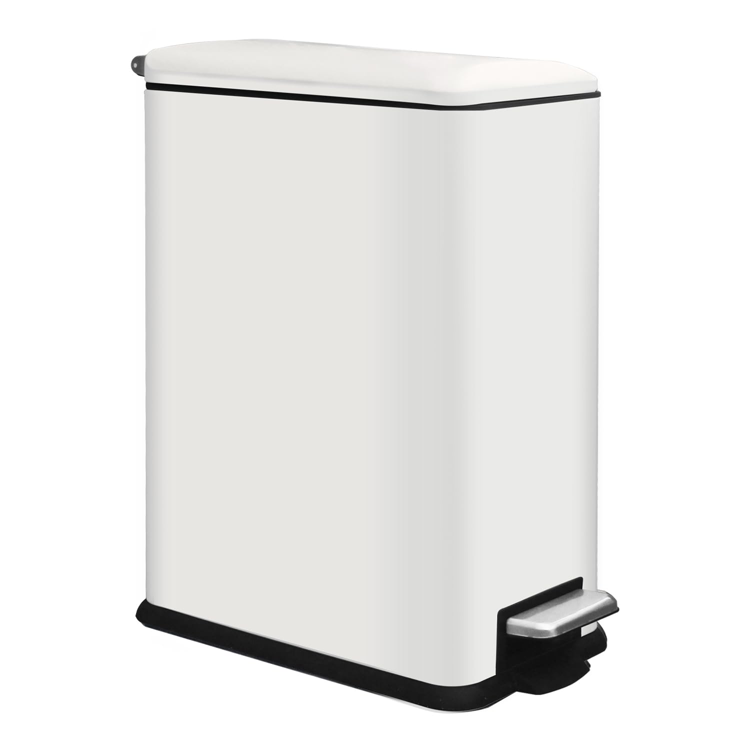 JM YIPENG 12 Gallon Slim Kitchen Trash Can, Stainless Steel Trash Can with Removal Inner Bucket and Soft-Close Lid, Pedal Garbag
