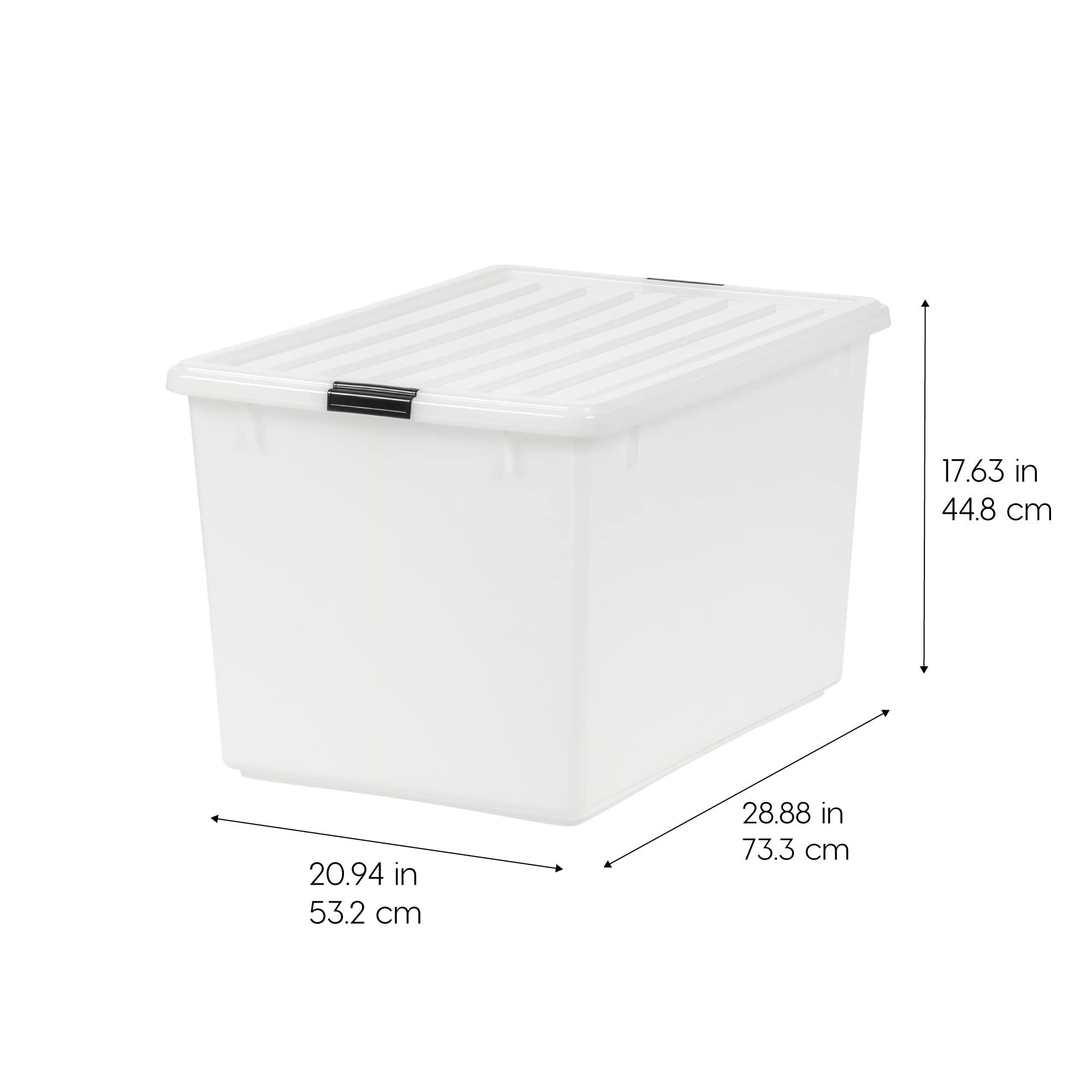 Iris Usa 132 Quart/33 Gal. Stackable Plastic Storage Bins With Lids And Latching Buckles, 1 Pack - Clear, Containers With Lids,