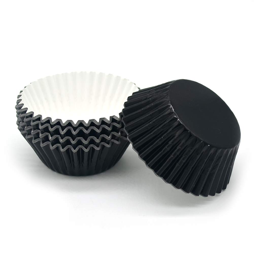 Mombake Standard Black Foil Cupcake Liners Muffin Baking Cups For Party And More, 100-Count
