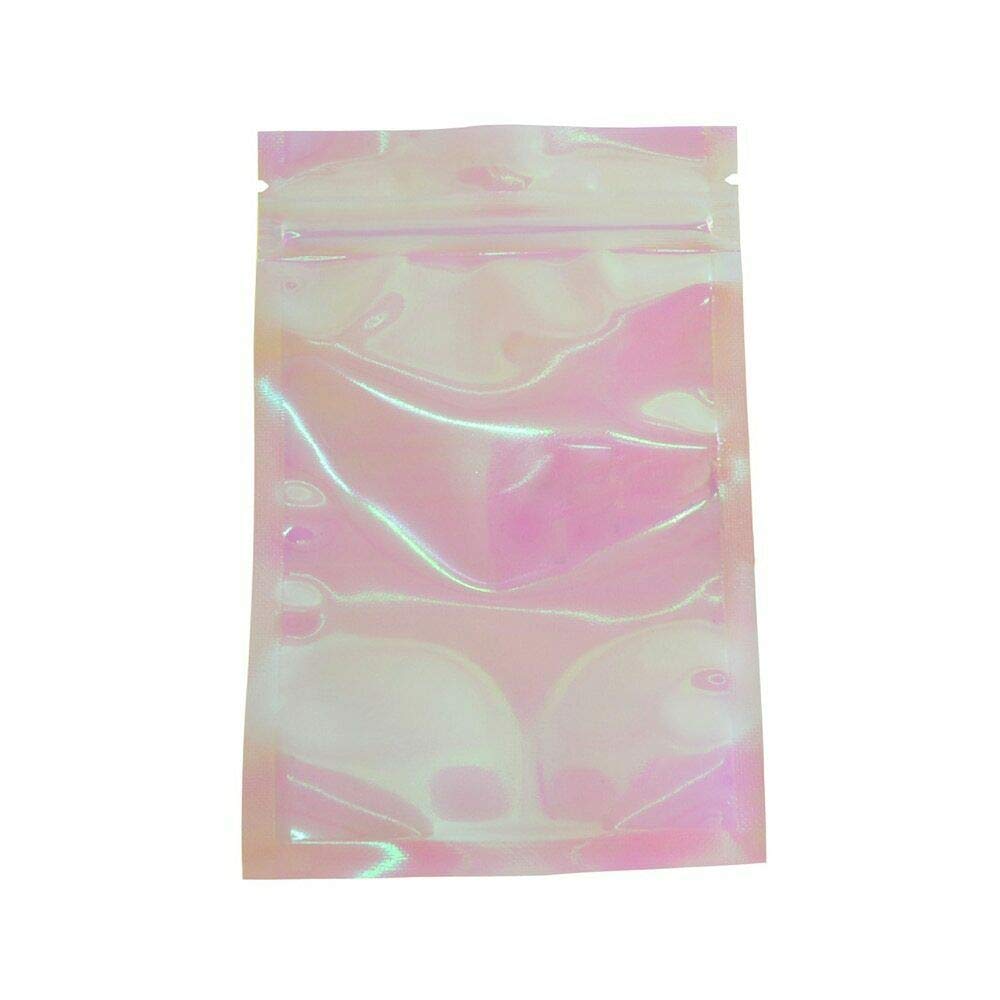 100Pcs Holographic Clear Ziplock Bags Iridescent Pouches With Tear Notch Food Packing Packaging Pouches Smell Proof Bags Storage