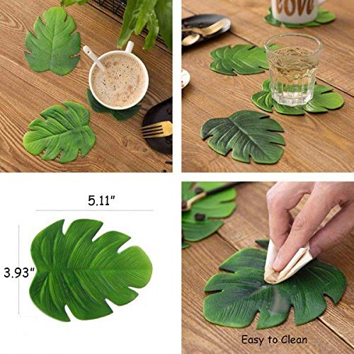 Monstera Leaves Coasters for Coffee Table Turtle Leaf Cup Coaster Set of 4  Coasters for Drinks Wooden Table Christmas Coasters for Drinks Coffee Mug Place Mats for Housewarming Home Decor