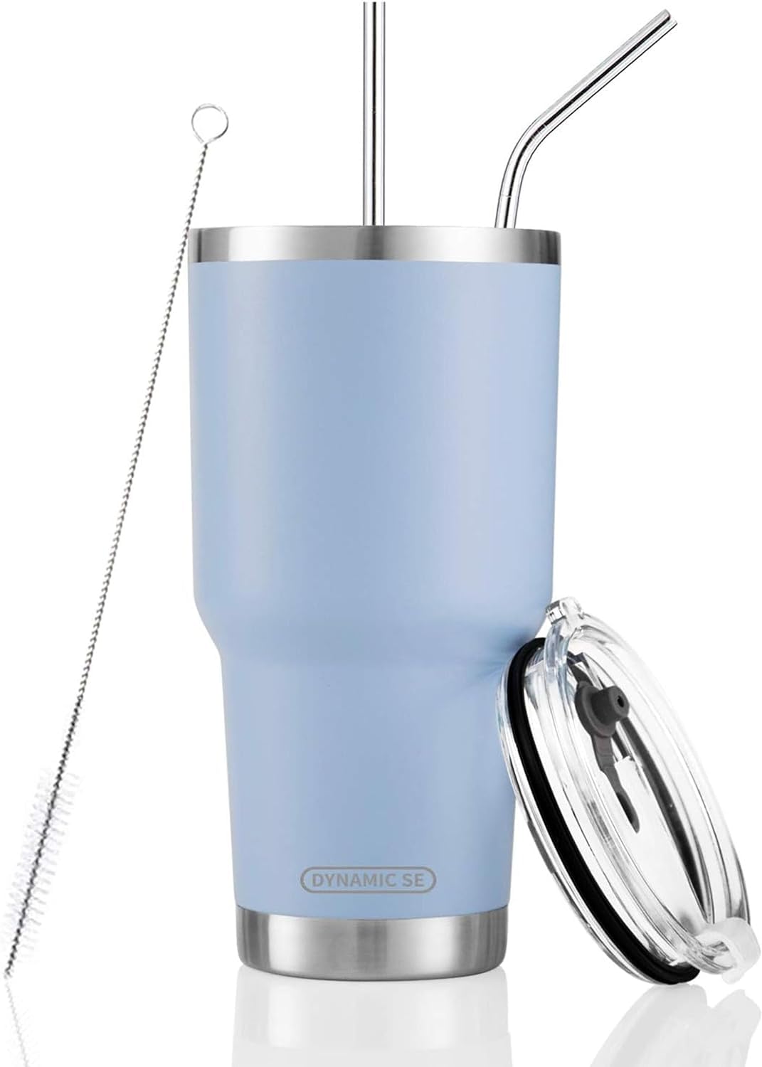 Ds 30Oz Blue Tumbler Stainless Steel Double Wall Vacuum Insulated Mug With Straw And Lid, Cleaning Brush For Cold And Hot Bevera