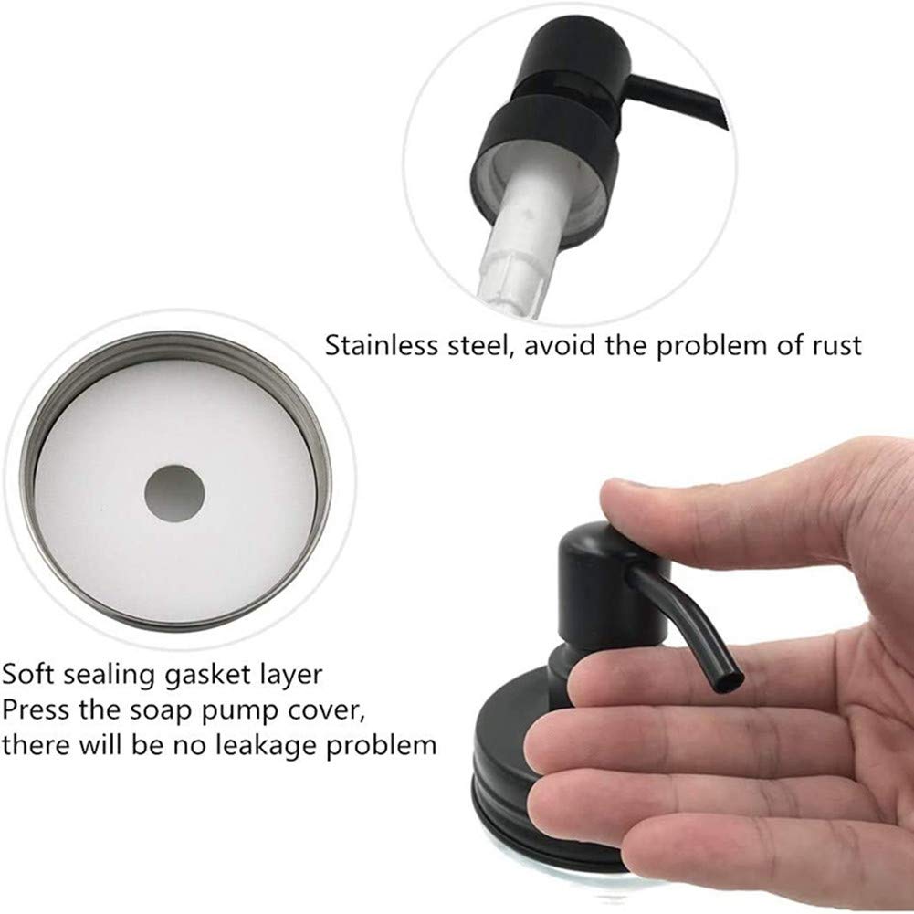 2 Pack Mason Jar Soap Dispenser Lids With Pumps, Rustproof Stainless Steel Lotion Dispenser Lids Replacement For 16 Oz Regular M