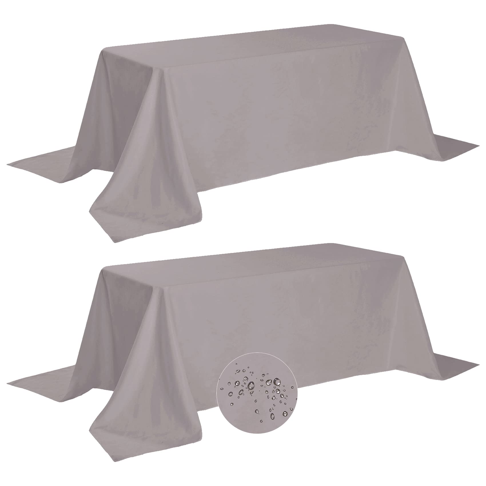 Fokitut 2 Pack Waterproof Rectangle Tablecloth, 90X156 Inch,Stain Resistant And Wrinkle Polyester Table Cloth, Fabric Table Cove