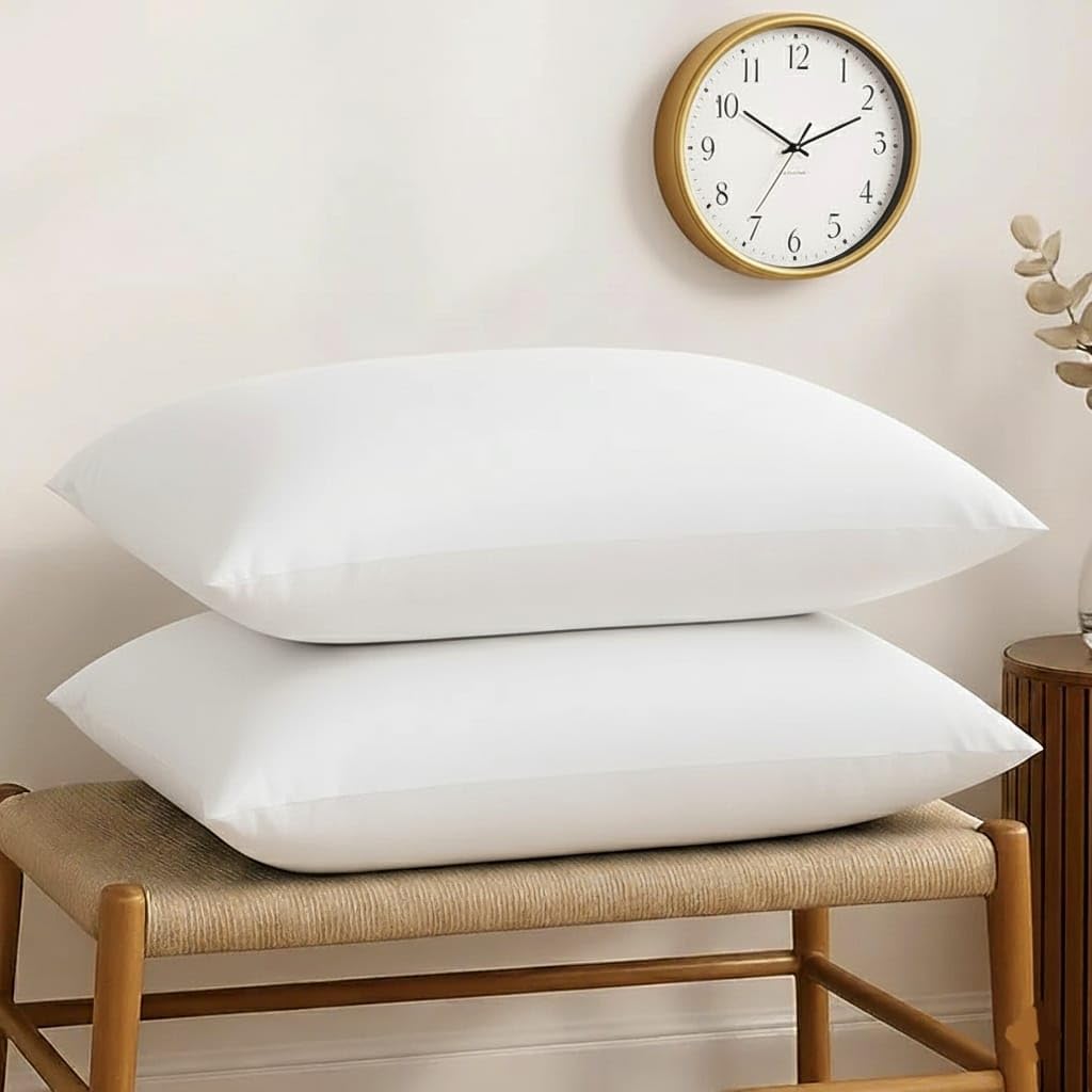 Microfiber Pillows Set Of 5 Height Adjustable With Stripes For Sleeping | Set Of 5| 41X61 Cm (5, White, (5, White, King (U.K. St