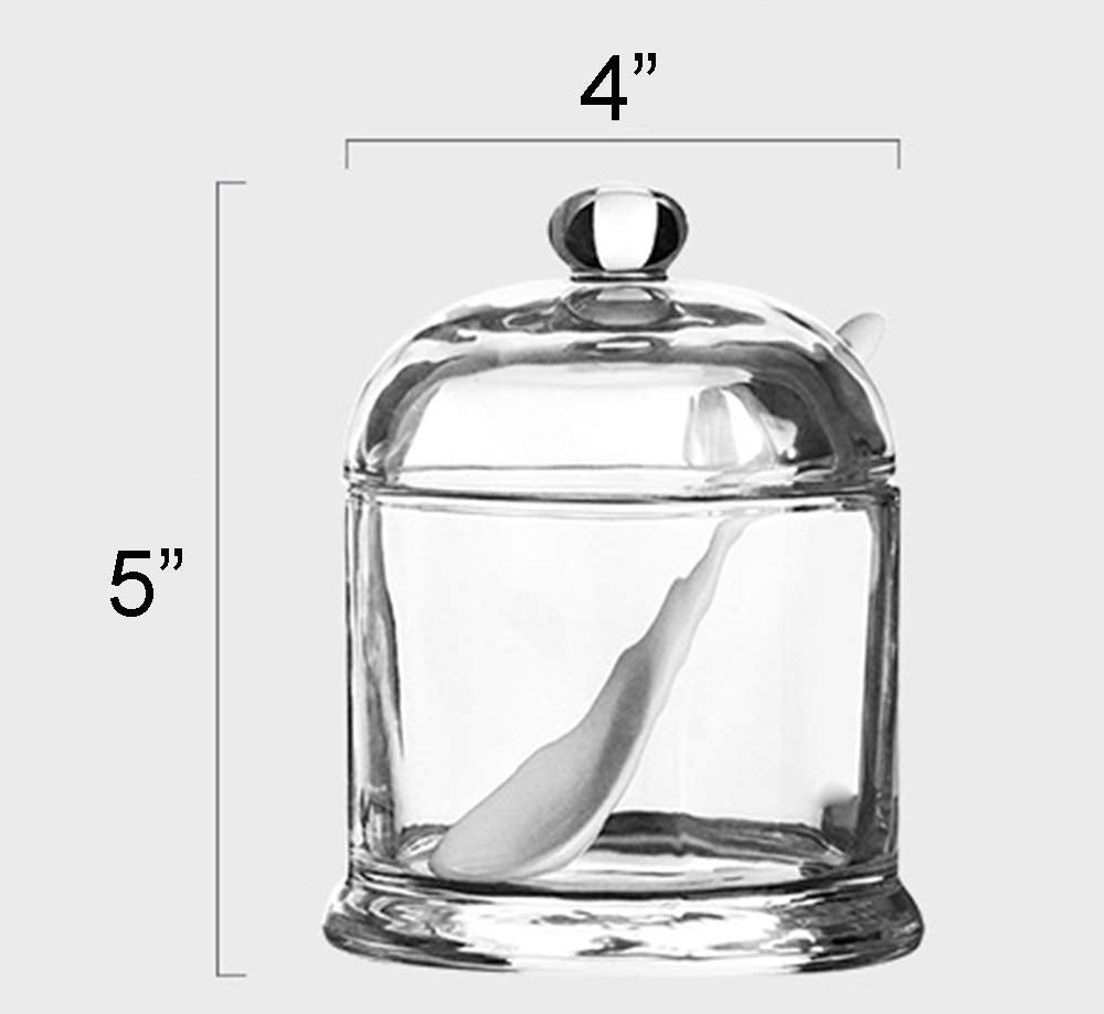 Glass Sugar Bowl Spice Jar Seasoning Pot with Lid And Stainless Steel Spoon