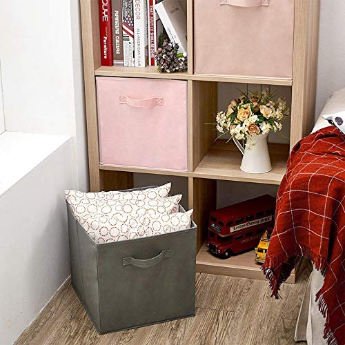 Beigeswan Foldable Fabric Storage Bin [Set Of 4] Collapsible Containers Cubes Boxes Organizer - 13 X 15 X 13 Inches (Gray)