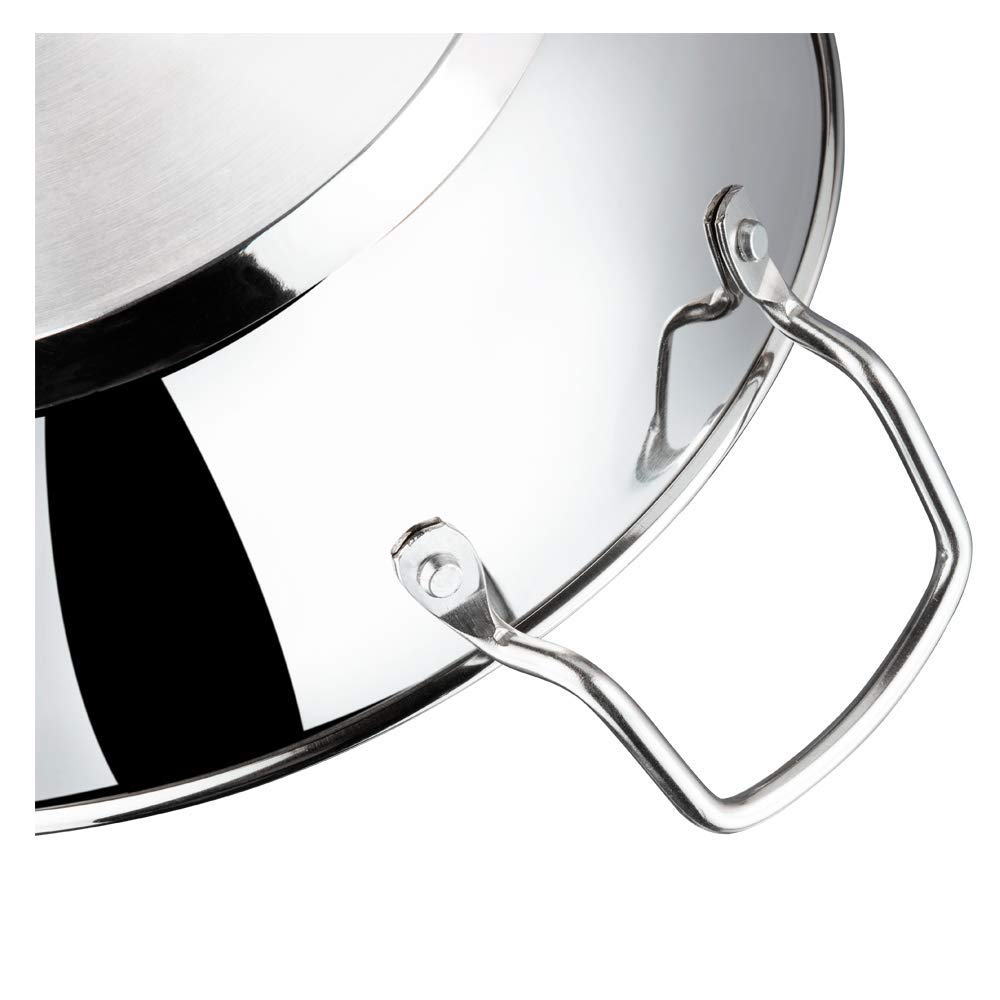 Vinod Stainless Steel Induction Base Kadai Wok With Glass Lid Frypan All Hobs | Size :- 30Cm (Capacity 5.8 Litres) (Induction Fr