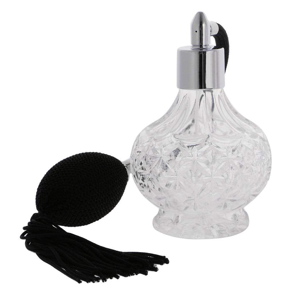 Topxome 1Pcs 80Ml Fashion Lady Vintage Perfume Bottle Long Spray Atomizer Refillable Glass (Black)